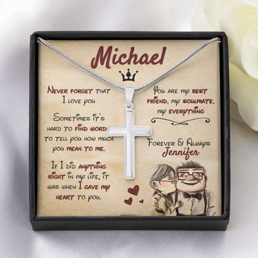 Personalized To My Husband Normal Cross Necklace - Love You This Much